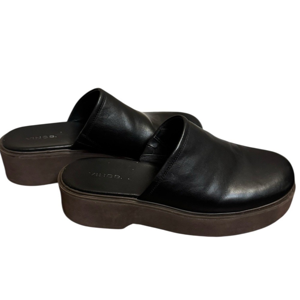 VINCE ANTON Black Leather Platform Mules Women’s SZ 8.5 - Picture 10 of 17